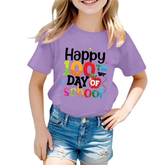 PMVFHDE Hauts pour Filles T-Shirts pour Filles T-Shirts Décontractés pour Filles T-Shirts Amples pour Filles et Garçons Col Rond Manches Courtes T-Shirt d'Été Décontracté Violet, 1-2 Ans