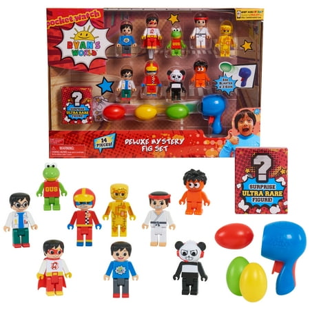 Ryan's World Deluxe Mystery Fig Set, 14 Pieces Include Surprise Ultra Rare Fig and an Egg Blaster, Toys for Kids, Kids Toys for Ages 3 Up, Gifts and Presents
