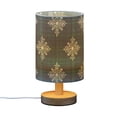 thumbnail image 2 of Christmas Snowflakes Dark Green Tartan Plaid Table Lamp with USB Port LED Warm Light Lamp Night Light Home Decor, 2 of 7