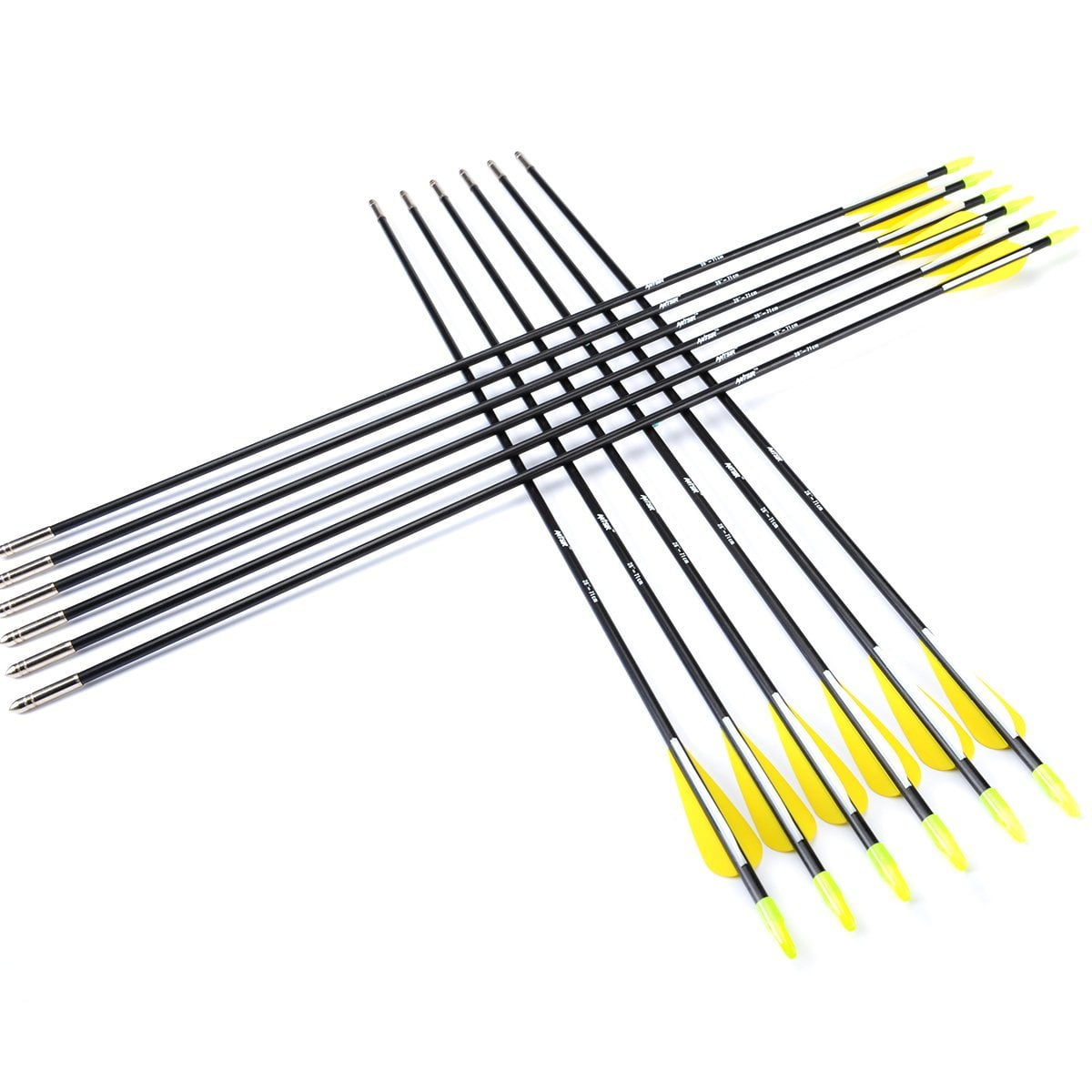 28 Mixed Carbon Target&Hunting Practice Archery Arrows with Adjustable Nock Aluminum Seat for Compound&Recuve Bow Pack of 12 