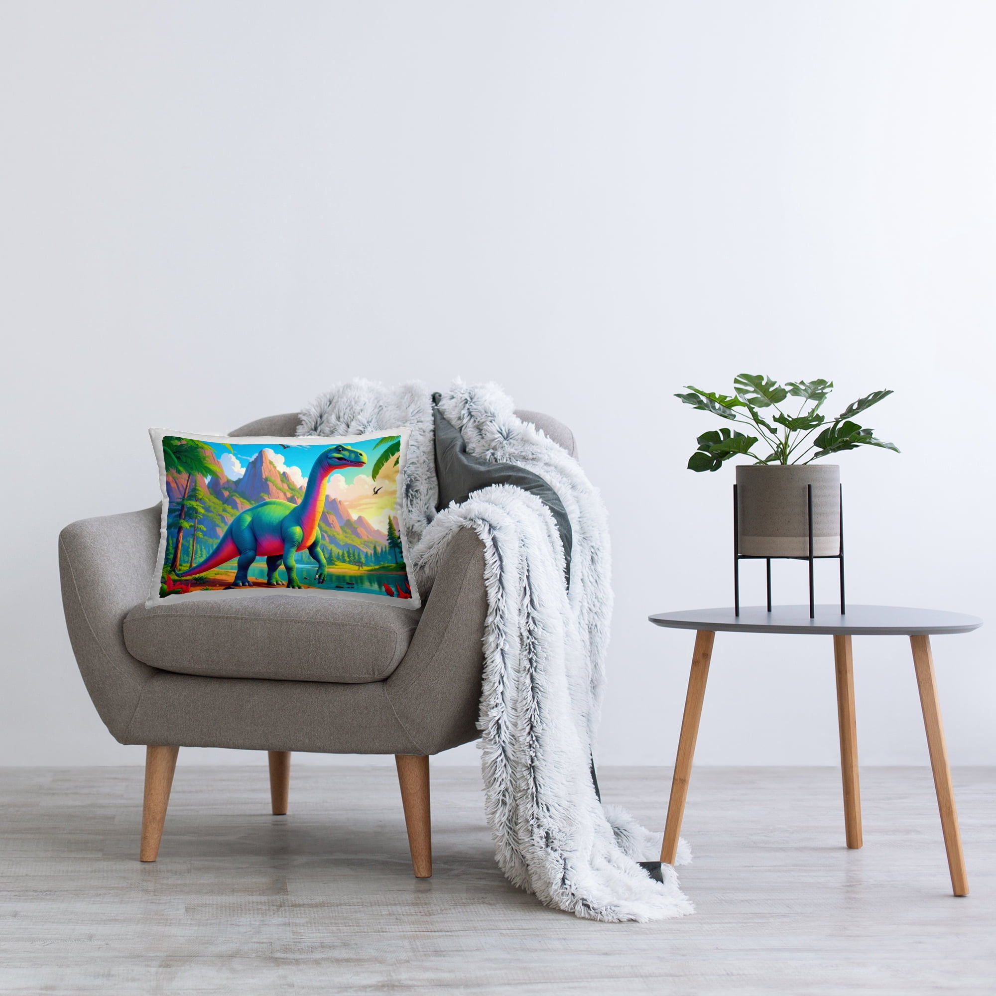 Stupell Industries Vibrant Brontosaurus by River Decorative Printed Throw Pillow, design by Tabz Jones