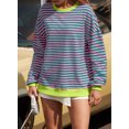 thumbnail image 5 of DOKOTOO Women Striped Sweatshirt Long Sleeve Crewneck Oversized Hoodies Shirts 2024 Fall Pullover Top Rose Striped S US4-6, 5 of 10