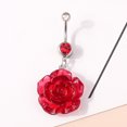 thumbnail image 4 of nipocaio Anneau de Ventre en Acier Inoxydable Rose Fleur Nombril Clou Rouge, 4 of 5