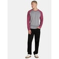 thumbnail image 3 of George Men's and Big Men’s Raglan Crewneck Tee with Long Sleeves, Sizes S-3XL, 3 of 6