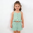 thumbnail image 2 of Shachafan Girls Summer Outfit Soft Tank Top With Bow Shorts Toddler Two Piece Cool Comfortable Casual Playwear Girls Two Piece Set, 2 of 9