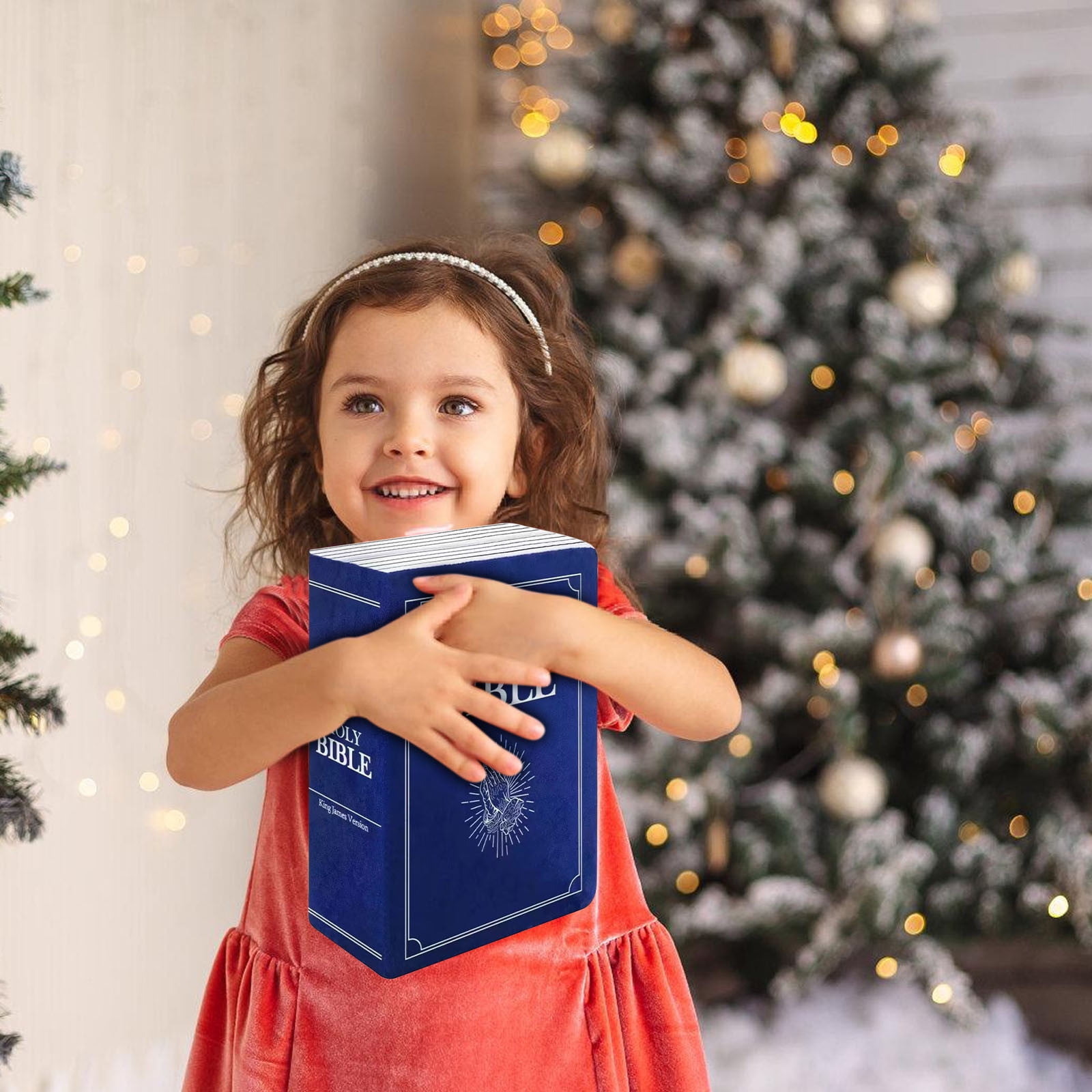 Children's Plush Toy Throw Pillows, Christmas holiday Bible Book Pillow that Opens, Home Living Room Decorative Pillow, Kids Pillow, for Bedroom Sofa Cushion Chair Couch Bed, 13"x8.8"x4"