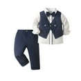 thumbnail image 6 of Boys Suits Formal Long Sleeve Shirt Vest Suspenders Pant Casual Birthday Party Evening Performance Elegant 3 Piece Outfits 6-7 Y, 6 of 10