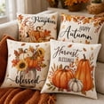 thumbnail image 6 of Thanksgiving Fall Harvest Throw Pillow Covers 18x18 Inch Set of 4, Pumpkin Decorative Square Pillowcases, Farmhouse Holiday Cushion Covers for Sofa Living Room Home Fall Halloween Thanksgiving Decor, 6 of 8