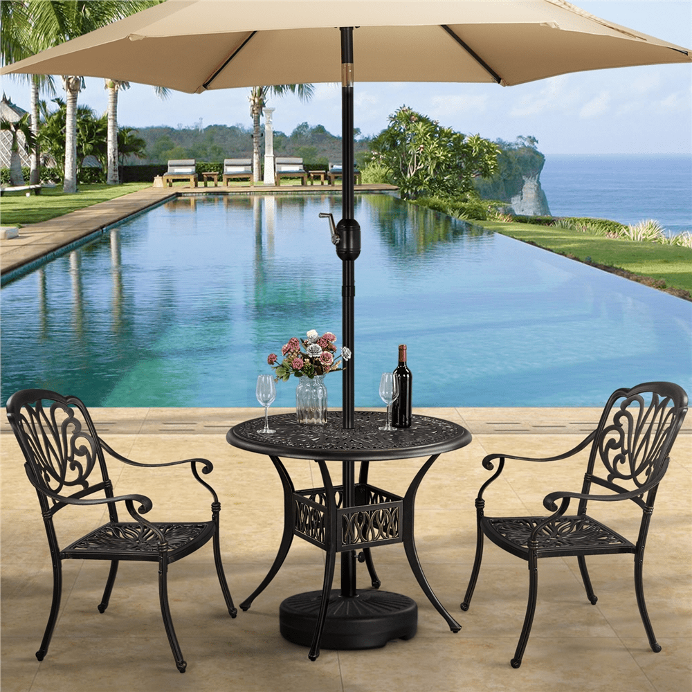 Renwick 22L Fillable HDPE Umbrella Base Stand for Outdoor Patio Garden, Black