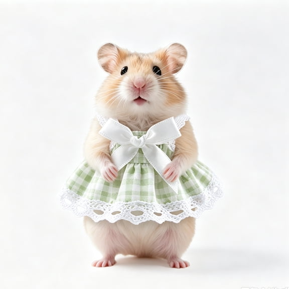 Hamster Dress for Small Animal Costume for Hamster Gerbil Guinea Pig Clothes for Small Pet Outfit with Lace and Bow, Cute Pet Accessories, Green,one size