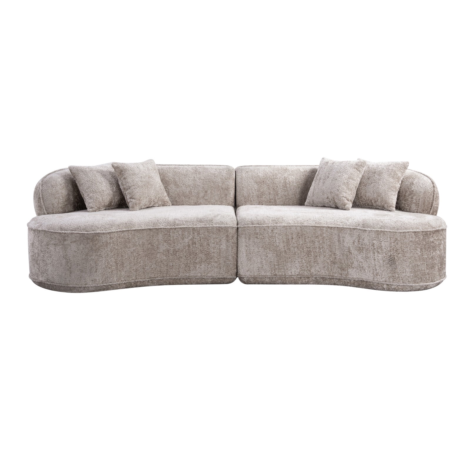 Hommoo 114" Modern Curved Luxury Sectional Sofa, 4-Seat Boneless Cloud Couch Comfy Sleeper Couch for Living Room & Bedroom, Camel