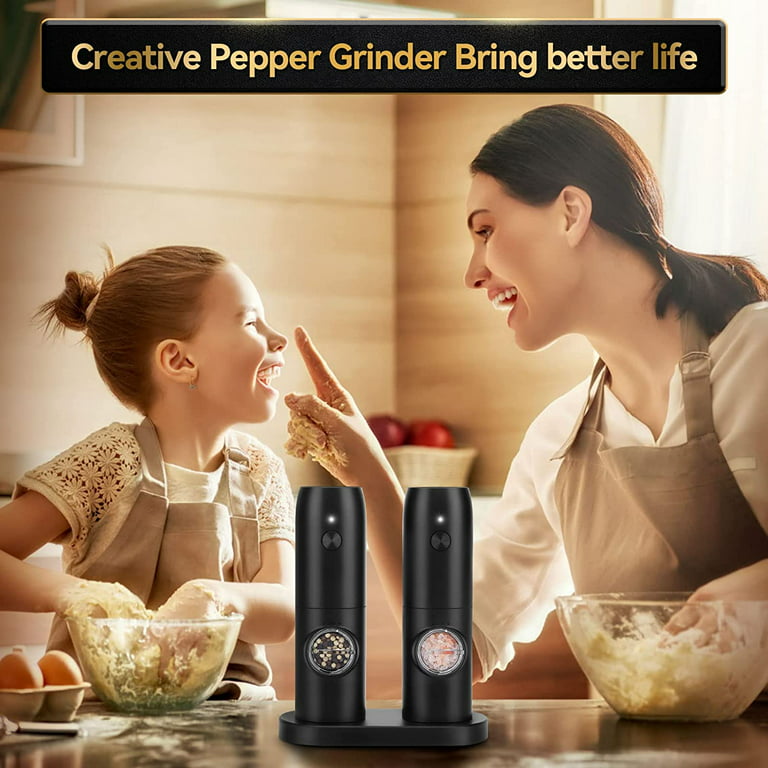 Rechargeable Gravity Salt & Pepper Grinder Set with LED Light