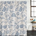 thumbnail image 2 of Blue Paisley Bathroom Shower Curtains with 12 Hooks Polyester Waterproof Shower Curtain for Stalls and Bathtubs Vintage Boho Flower Botanical Leaf Branch Decorative Bathroom Curtain 72x72 Inches, 2 of 9