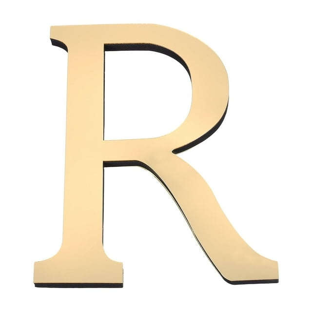 Uxcell 7.87 Pulgadas 3D Acrílico Letras Espejo Calcomanías de Pared Letra R Signo Autoadhesivo para Decoración del Hogar Dorado Claro