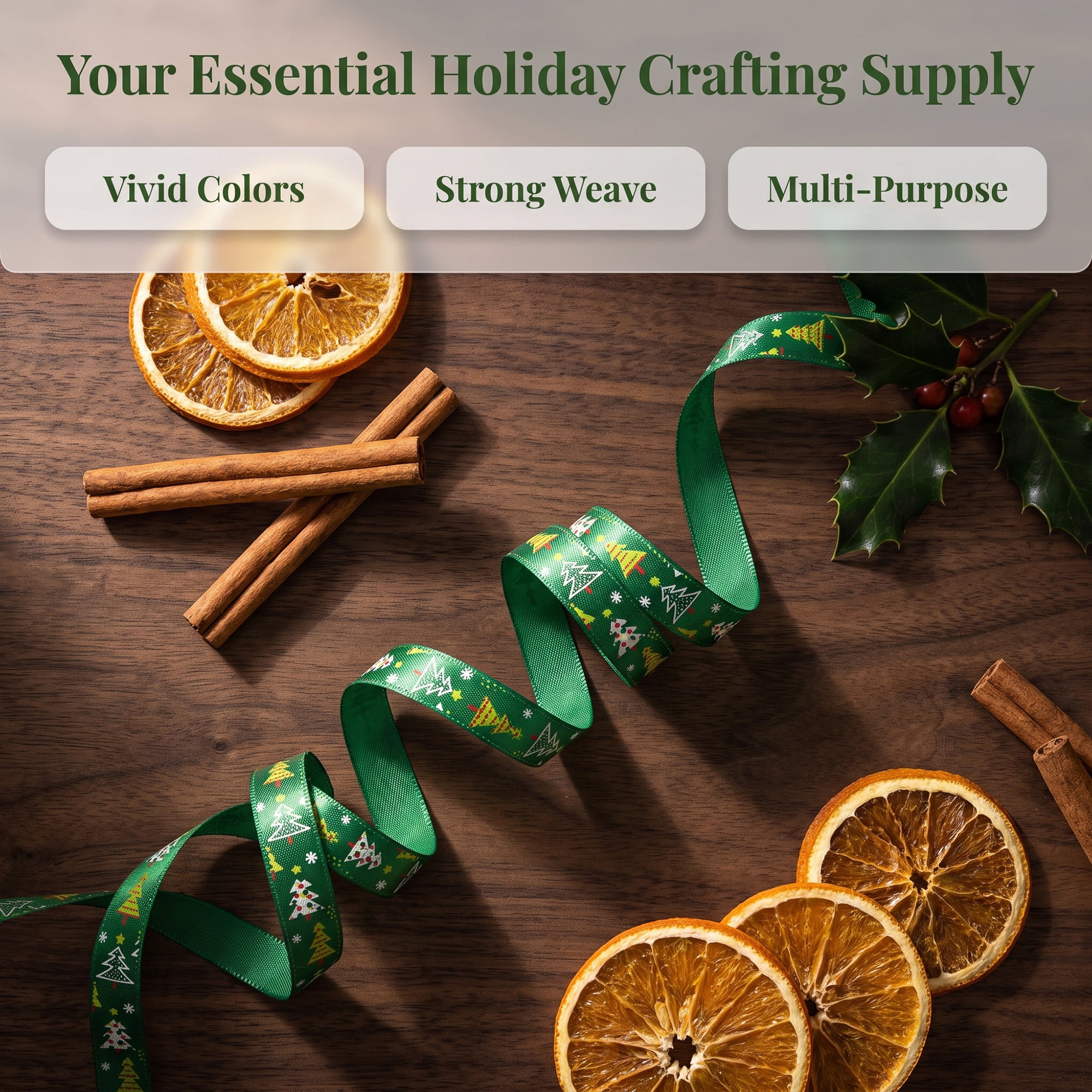 Unique Bargains Vibrant Cartoon Ribbon for Gift Wrapping Green Tree Pattern 5.5 Yard