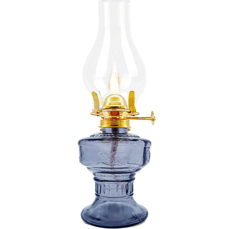 Rustic Large Oil Lamps for Indoor Use, Glass Clear Vintage Kerosene Lamp Indoor Oil Hurricane Lamp for Tabletop Decor Emergency Lighting Chamber