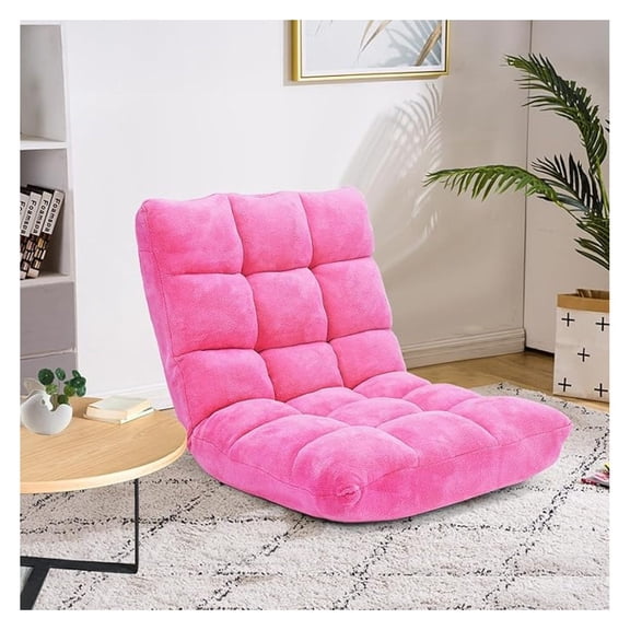 Floor Chair with Back Support, 14-Position Adjustable Folding Gaming Chair Recliner, Meditation Chair with Steel Frame, Padded Lazy Sofa Chair for Adults, Kids (Pink)