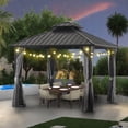 thumbnail image 6 of MEWANG 12'x 12'Outdoor Hardtop Gazebo, Metal Double Roof Canopy Gazebo with Curtains and Nettings for Patio,Party., 6 of 7