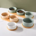 thumbnail image 2 of Cuenco de cerámica para perros de 850 ml, cuencos dobles y triples para comida y agua de gatos con palés de madera, comederos nórdicos para mascotas, bebederos y comederos, 2 of 5