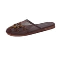 thumbnail image 3 of Mesh Sandals For Women Non-Slip Breathable Comfortable Casual Footwear Summer Slip On Floral Flat Shoes (5.5, Coffee), 3 of 5