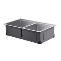 33" Kitchen Sink Undermount Double Bowl Drop-In Basin Stainless Steel Bar