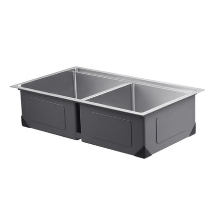 33" Kitchen Sink Undermount Double Bowl Drop-In Basin Stainless Steel Bar