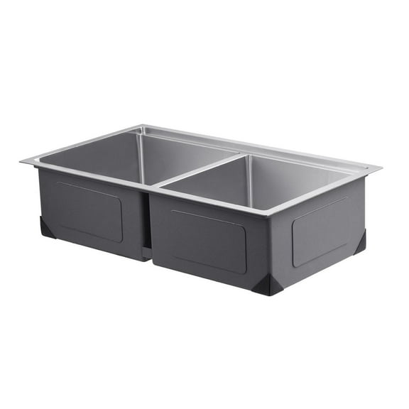 33" Kitchen Sink Undermount Double Bowl Drop-In Basin Stainless Steel Bar