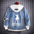 thumbnail image 3 of JoJo's Bizarre Adventure Chaquetas vaqueras Anime Fifures Hole Coat Sudaderas Para Hombres Jean Cosplay disfraces regalos de navidad, 3 of 5