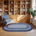 thumbnail image 3 of 5x8 Oval Living Room Area Rug Washable Modern Border Bedroom Bedside Area Rugs Non Slip Low Pile Dining Room Oval Throw Carpet Contemporary Rugs for Living Room Kitchen Nursery, Navy, 3 of 9