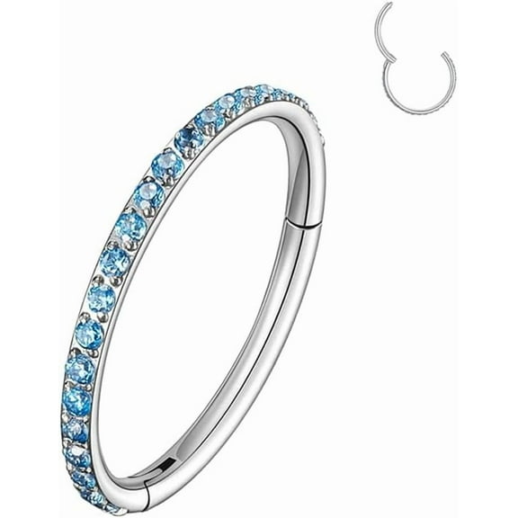 20G Quality 18G 16G 14G Hinged Nose Ring Hoop 316L Surgical Steel, Septum Clicker Cartilage Earrings with CZ, Diameter 6mm to 12mm, Silver, Black, Gold, Rose Gold, Rainbow[q801]