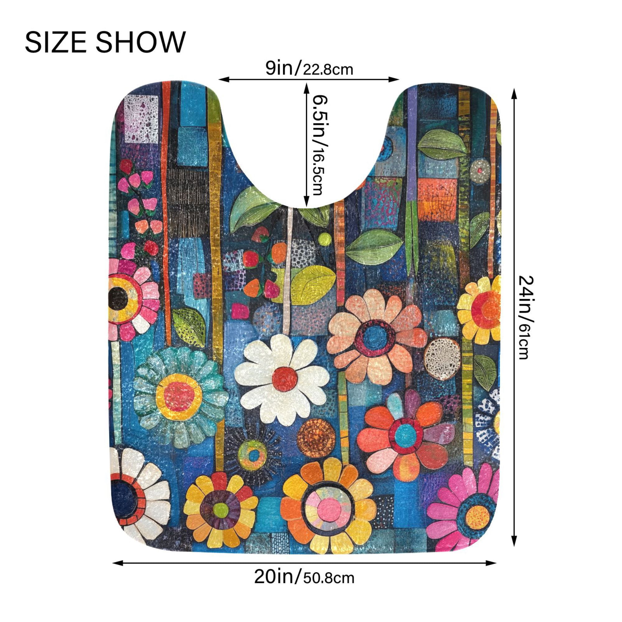 Yayeee Bath Rug for Bathroom Floor Non Slip Contour Fluffy Soft Absorbent Mat, 20"x24", Blue Colorful Flowers