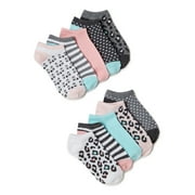 Wonder Nation Girls Leopard No-Show Socks, 10-Pack, Sizes S-L