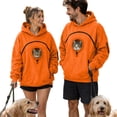 thumbnail image 4 of Hoodie with Cat Pouch Holder Sweatshirt Large Pocket Pullover Shirt Kangaroo Pocket Dog Sweatshirt Unisex Oversized Fit Pet Rest Holder,Zip Front Pet Pouch Sweatshirt Orange,&nbsp;Size L by Awwp, 4 of 8