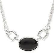 Sterling Silver Oval Onyx Necklace