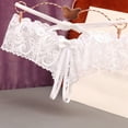 thumbnail image 2 of COMVALUE Lace Thongs for Women Strap Cheeky Underwear Floral Lace Panties Hollow Out G-String (White, One Size), 2 of 3
