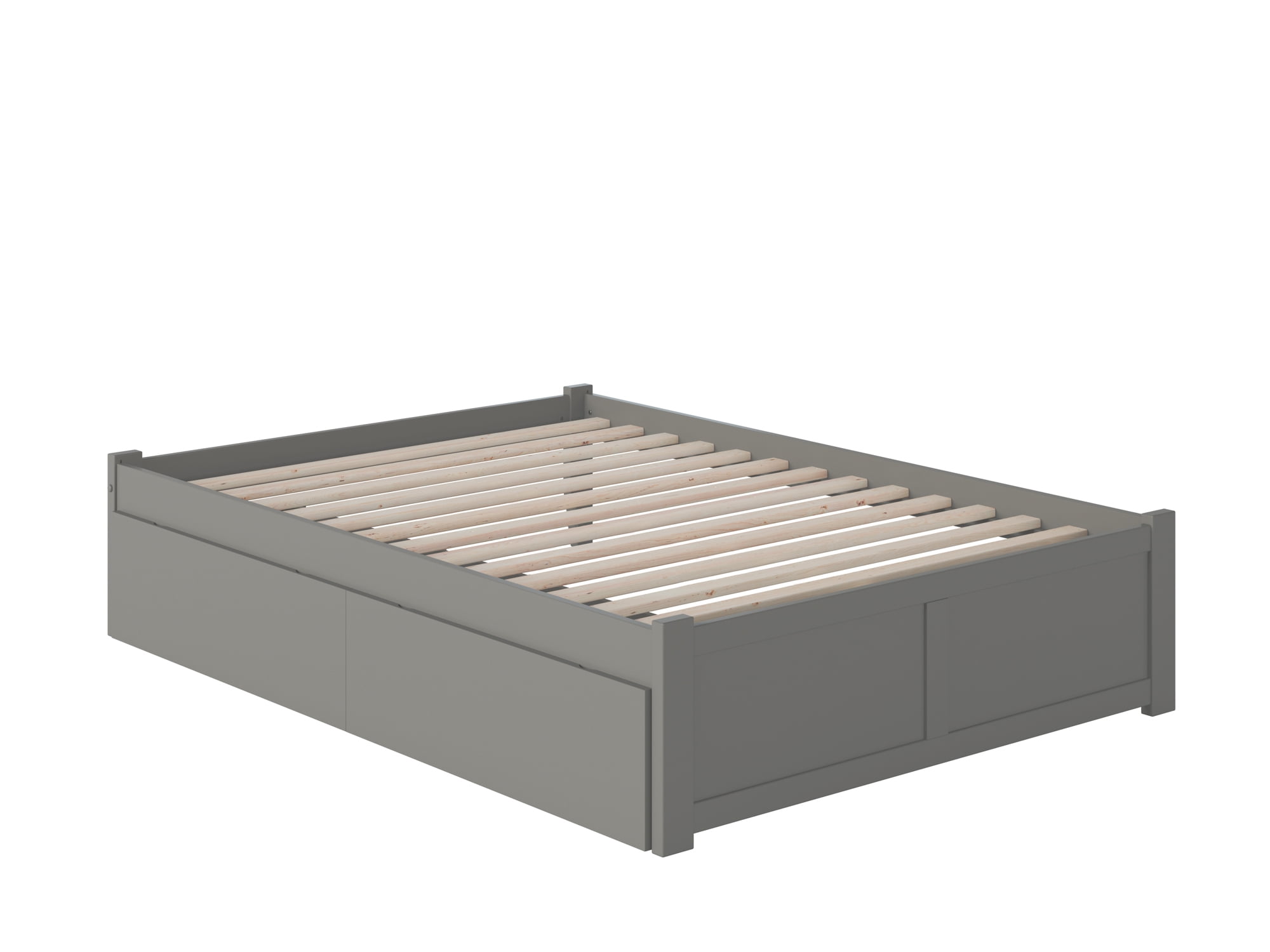 AFI Concord Full Solid Wood Platform Bed with Footboard & 2 Storage Drawers in Grey