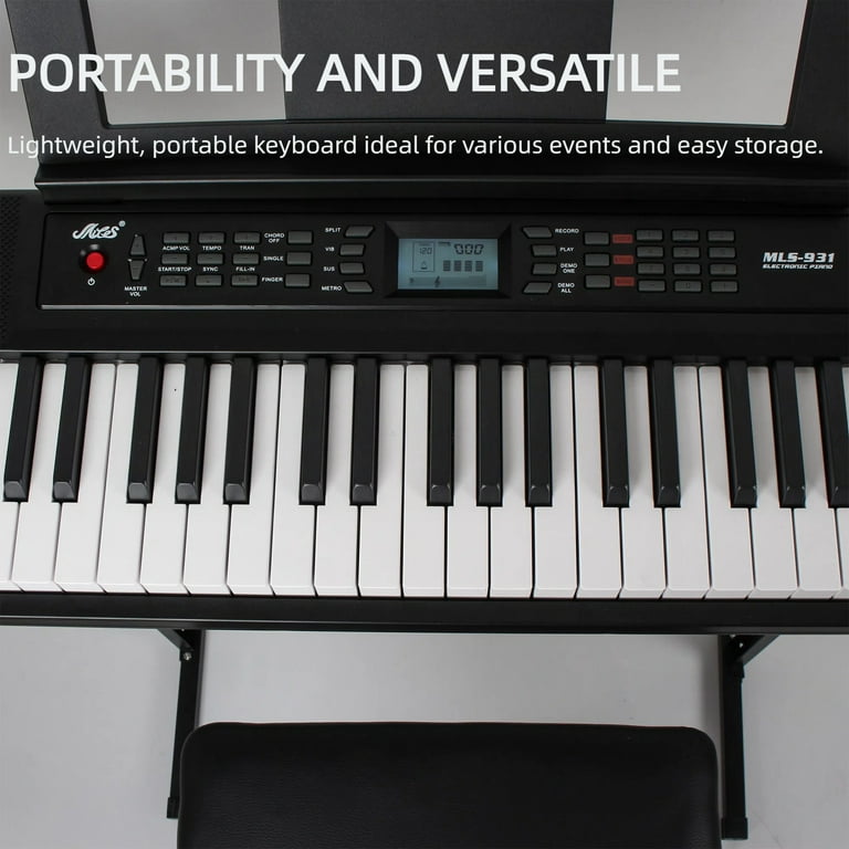 Likegreen 61-Key LED Electronic Keyboard, Stand, Bench, Stool