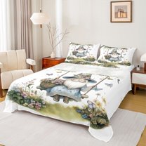 Castle Fairy Cute Gnome Bed Sheets for Child Teens,Spring Garden Flowers King Sheets