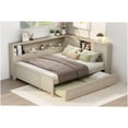thumbnail image 4 of Full Size Storage Daybed with Trundle, Farmhouse Bed Frame with Shelves and Drawers, White Finish, 4 of 10
