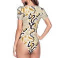 thumbnail image 4 of Naloa Snake And Floral Women's Short-Sleeved Onesie, One-Piece Swimsuit for Parties, dates, clubs - Medium, 4 of 9