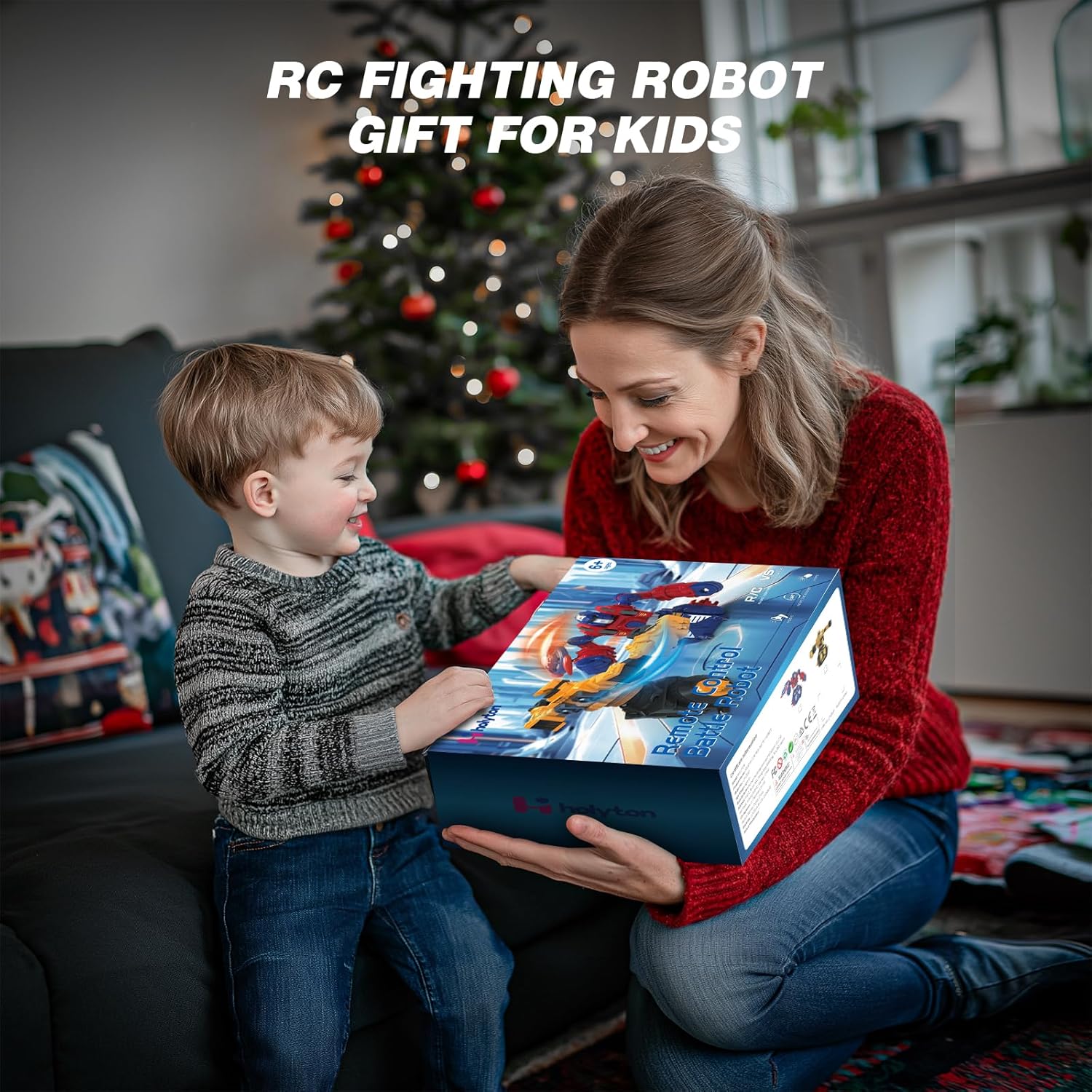 Remote Control Robot Toys, Fighting Robot 360-Degree Rotatin, with Shields and Realistic Sound Effects, Dueling Robots for Kids Ages 6-8, Red