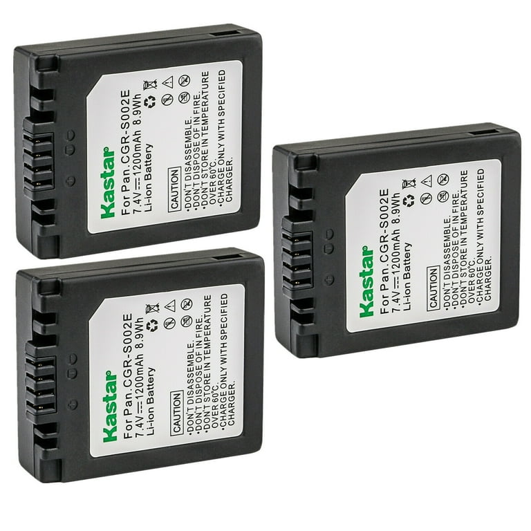 Kastar 3-Pack CGA-S002 Battery Replacement for Panasonic Lumix DMC