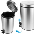 thumbnail image 3 of IDEANATEGRATE De Basura Con Y Pedal De Acero Inoxidable Ideal Para Cocina Y Oficina Color Plata, 3 of 8