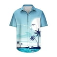 thumbnail image 4 of KIHOUT New Arrivals Summer Hawaiian Shirts for Men , Men Printed Turndown Collar Top Shirt Short Sleeve Round Neck Top/Shirt, Fathers Day Gifts Light Blue XL, 4 of 5