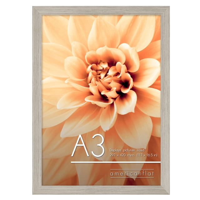 Americanflat Marco de fotos A3 en madera flotante - Madera diseñada con vidrio resistente a roturas - Formatos horizontal y vertical para pared - 11,7 x 16,5 pulgadas