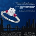 thumbnail image 2 of Gem Stone King 14K White Gold White Moissanite and Red Ruby Engagement Ring for Women | 2.41 Cttw | Oval 9X7MM | Gemstone Birthstone | Size 6, 2 of 6