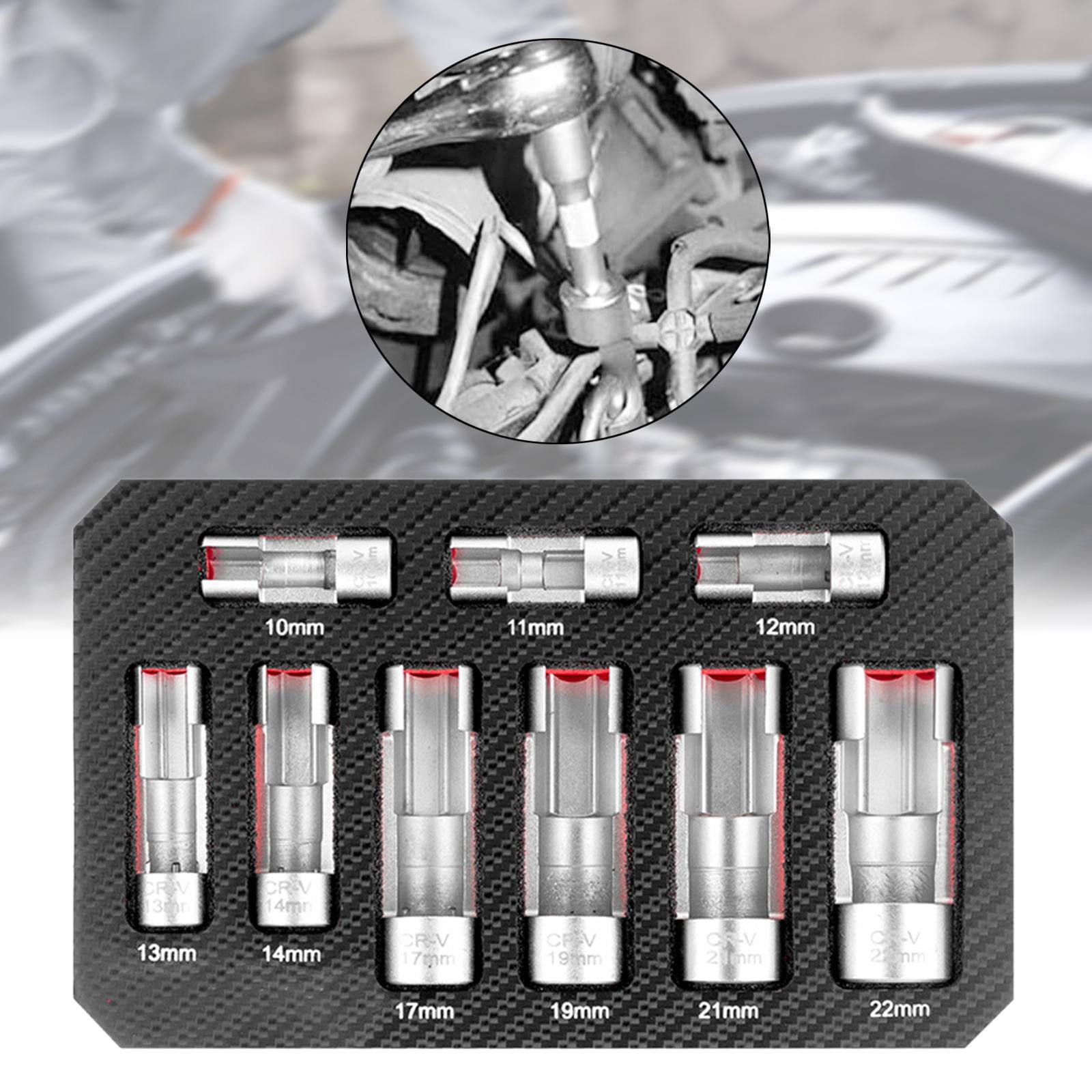 Miulika 9Pcs Oxygens Sensors Socket Line Socket Portable Spanner Socket Supplies Car with Storage Box Slotted Socket Wrench Tool