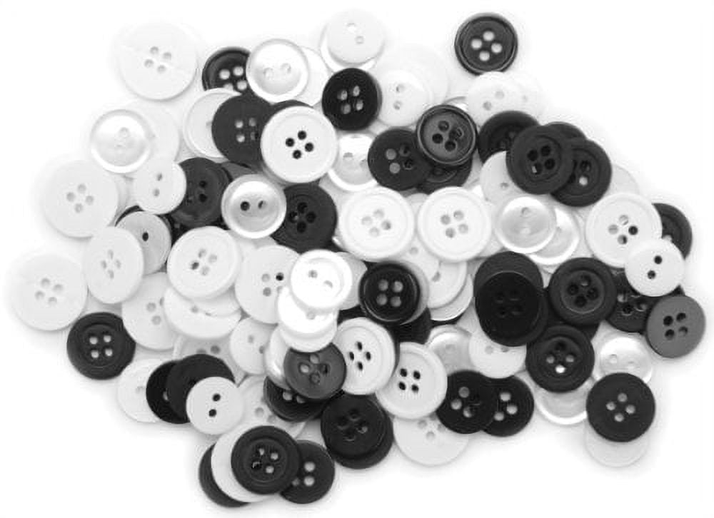 (2 pack) Favorite Findings Black and White Basic Round Sew Thru Buttons, 130 Count