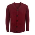thumbnail image 3 of Bcfgryg Mens Casual Slim Fit Cardigans V-Neck Basic Designed Long Sleeve Button Down Red, 3 of 3