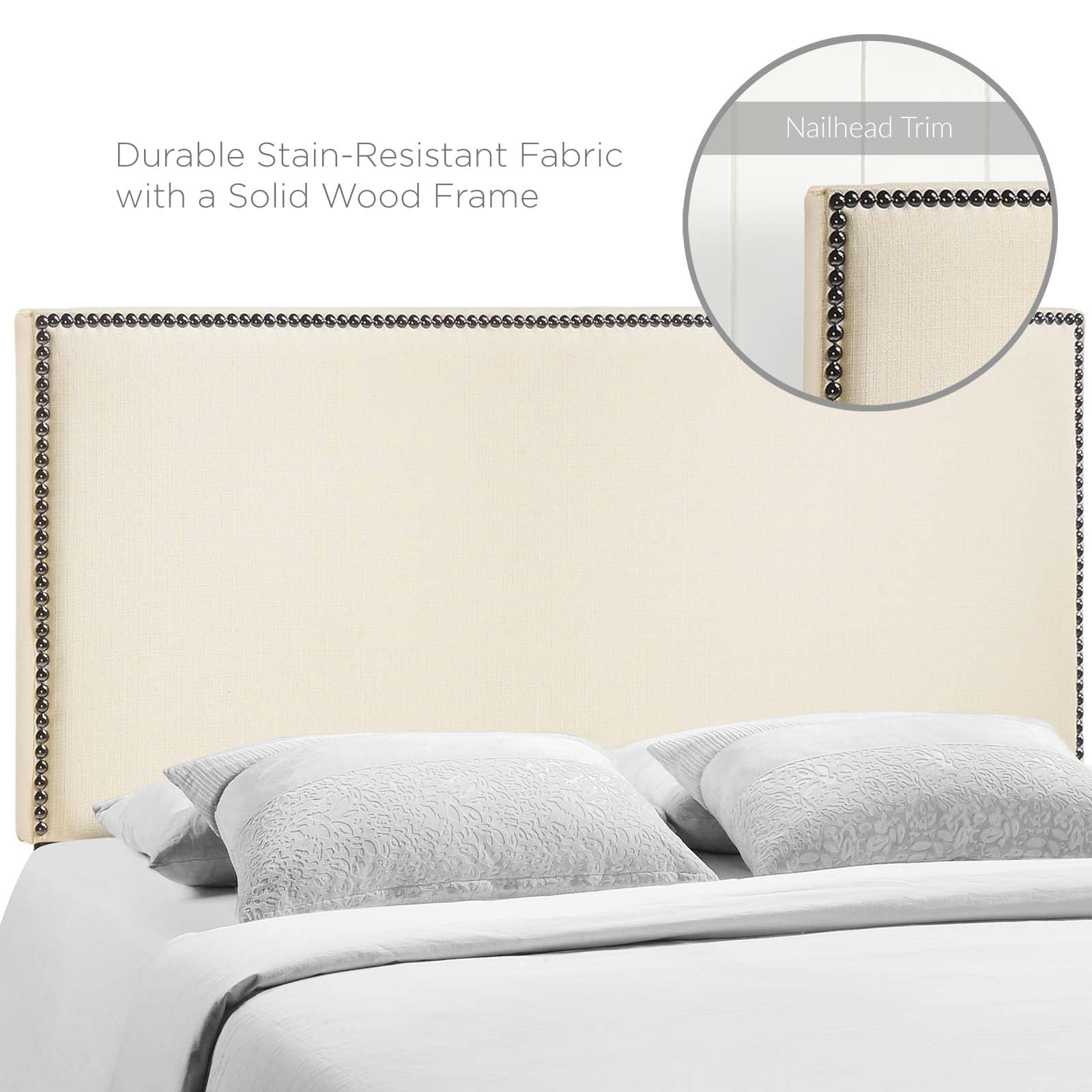 Modway Region Linen Fabric Upholstered Queen Headboard in Ivory